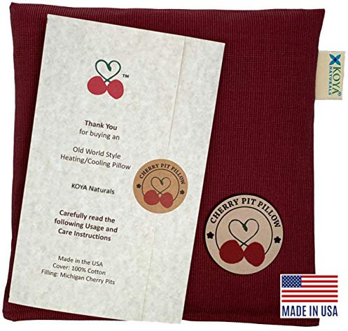 KOYA Naturals Heating Pad Microwavable - Cherry Pit/Stone/Seed Pillow Heat Pack for Neck, Muscles, Joints, Stomach Pain, Menstrual Cramps - Warm Compress Wrap - Moist Heat Therapy (Henna Red)