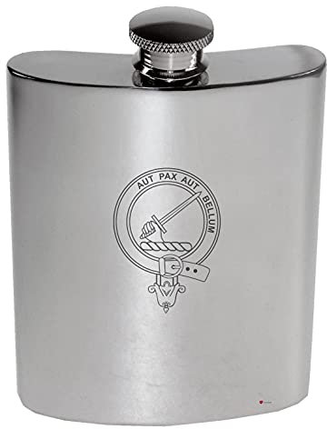 I LUV LTD 6oz Kidney Flask in Polished Pewter for Jameson Scottish Family Name Crest