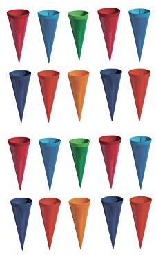 20 Deko Schultüten / Länge: 12,5cm / 6 Farben