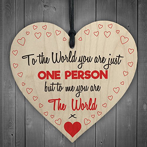 Red Ocean To Me You Are The World Wooden Hanging Heart Cute Love Gift Plaque Friends Sign