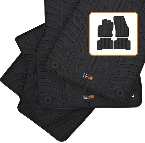 Travall Auto Gummimatten (4er Set) kompatibel mit Volkswagen Touran (2015-) 4 Stücke - Strapazierfähige Robuste Premium Auto Fußmatten Schwarz Pflegeleichte Gummifußmatten
