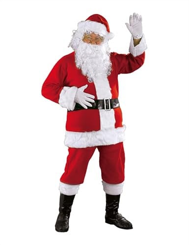 Rubies Costume Babbo Natale Deluxe adulti, Vestito completo e parruca con barba, Taglia Unica, Ufficiale Rubies per Natale, Feste, Carnivale, Cosplay