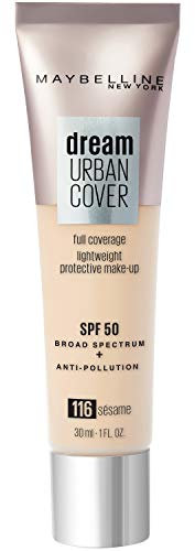 Maybelline New York - Teinteint-Perfektionator – UV-Schutz & Schutz gegen Pollution – Dream Urban Cover – Teint: Sesam (116) – 30 ml