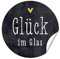 Aufkleber Etikett Glück im Glas mit Herzchen, goldgelb auf TAFEL-LOOK, Honigetiketten, Marmeladeetiketten, Sticker, 40mm