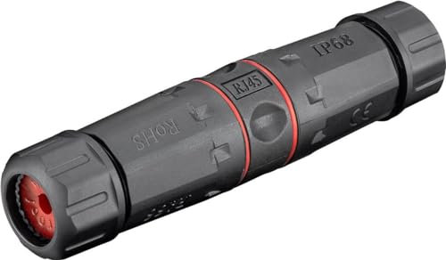 Goobay 44415 Outdoor (IP68) Lan Netzwerkkabel Verbinder, CAT 6 UTP geschirmt - Staub- und Wasserdicht, LSA Montage (Werkzeugfrei), 250 MHz Bandbreite