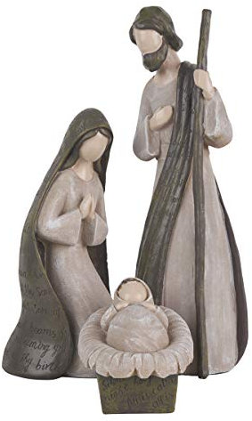 Holy Family Silent Night Nativity Set - Nativity Sets for Christmas Indoor - Christmas Nativity Set- Manger Scene Christmas - Christmas Figurine Set - Holy Family Nativity Scene - (Set of 3)