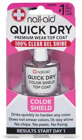Nail-Aid Quick Dry Glass Shine Top Coat - No Chips - No Peels