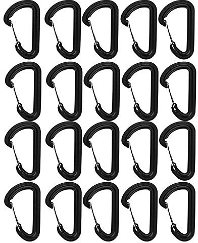 VOBOR 20Pcs Locking carabiner, Mini Keychain Caribeaner Clip, Plastic D Shape Locking Carabiner Quick Link Keychain for Outdoor Sports Hiking Climbing