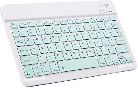 Tastiera Bluetooth ultrasottile Mini tastiera wireless portatile ricaricabile per Apple iPad, iPhone, Samsung, tablet, smartphone, iOS, Android Windows (10 pollici verde chiaro)