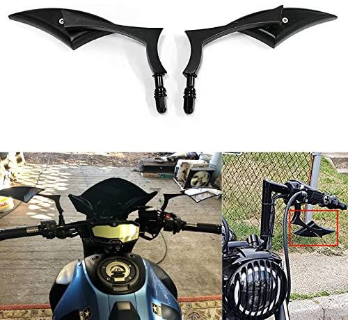Schwarz motorrad spiegel, 2 Stück Motorrad Spiegel Rückspiegel, 360°drehbarer Lenkerspiegel, mit Scooter Roller ATV MT07 MT09 Z750 LTZ 400 Z1000