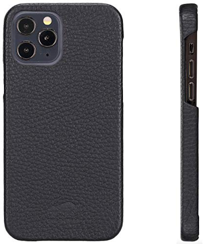 Solo Pelle Lederhülle für das iPhone 12 / iPhone 12 Pro in 6.1 Zoll Princeton Case Leder Hülle Ledertasche Backcover aus echtem Leder (Matt Schwarz)