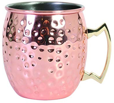 PEGANE Lot de 6 Mugs en INOX cuivré martilé - 50 cl