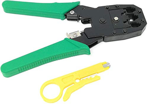 LEDLUX Pinza Crimpatrice RJ45 RJ11 RJ12 Per Cavo Di Rete Ethernet LAN Telefono + Spelafili