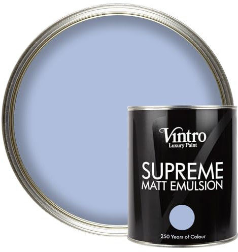 Vintro | Luxury Matt Emulsion | Blue | Smooth Chalky Finish | Multi Surface Paint | for Walls, Ceilings, Wood and Metal | 1L (Sky Blue)
