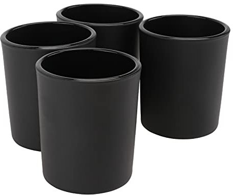 HEALLILY Teelichthalter aus mattem Glas, schwarz, Kerzenhalter, minimalistisch, für Zuhause, Party, Café, 4 Stück