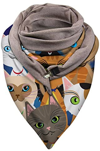 KUNIUO Katzengetränk Universalschal Lässiger Schal Lustiger Druck Doppelschnallenschal Herbst Winter Warm Und Winddicht Katzendruck-S,A