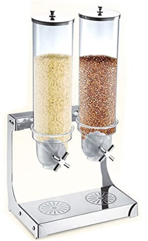 QHLOM Cereal Dispenser Stainless Steel Cereal Dispenser，Oatmeal Dispenser Multifunctional Candy Dispenser Rotation Outputfor Kitchen Household Preserve Food (Size : Double)