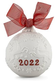 LLADRÓ 2022 Weihnachtskugel rot Porzellan Weihnachtskugel