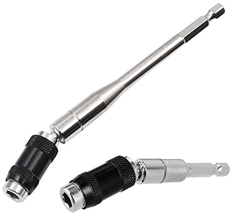 Saipor 2pcs Pivot Drill Bit Holder Set 1/4 Hex Pivoting Bit Tip Holder Quick Release Magnetic Screwdriver Bit Holder Screw Drill Tip Extension Rod for Tight Spaces or Corners, 88mm and 145mm Length