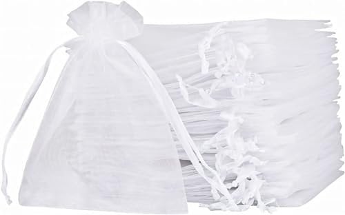 MAOOY Organzasäckchen 17x23 cm Weiß 100 Stück Organza Säckchen Zum Befüllen Klein Organzabeutel Schmuckbeutel Beutel für Gastgeschenke Hochzeit Weihnachten Geschenkbeutel Traubenschutzbeutel