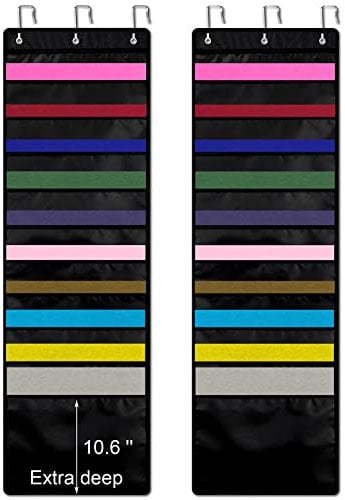 Henoyso 2 Pcs 12 x 12 Inch Paper Storage Scrapbook Vinyl Roll Storage Organizer Hanging Wall File Organizer with Door Hangers for Office Cardstock Craft (Black)