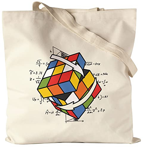Hey!Print Zauberwürfel Beutel Rubik Cube Magic Würfel Retro Rubi Vintage Nerd Jutebeutel Stoffbeutel Canvas
