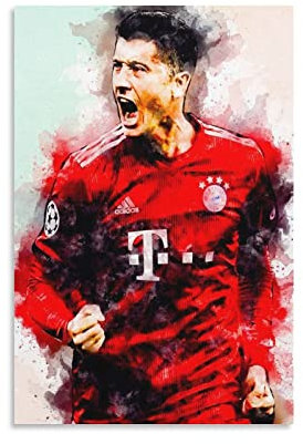 LEWANDOWSKI - beliebte Fußballspieler-Leinwand-Kunstdrucke, Poster, Foto, Bild, Malerei, Poster, Raumdekoration, 20 x 30 cm