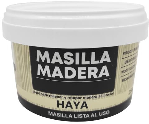 Tradineur - Masilla de relleno para madera, tapagrietas, pasta lista para usar, reparación de fisuras, agujeros en muebles, uso interior, calidad profesional (Haya, 250 g)