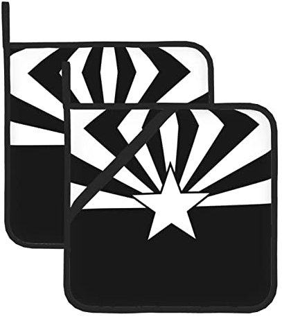 Schwarze Arizona-Flagge, quadratisch, wärmeisolierend, 2 Sets, hitzebeständig, Ofenheizkissen für Grillen, Kochen, Mikrowelle