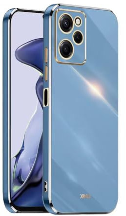 EASSGU [Cadre Galvanisé Coque pour POCO X5 Pro 5G (6.67 inches) Etui de Protection en Silicone TPU - Bleu Marine