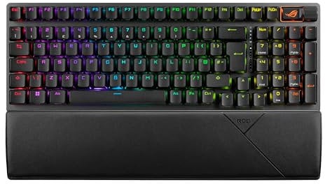 ASUS ROG Strix Scope II 96 Wireless Gaming Keyboard, Tri-Mode Connection, Dampening Foam & Switch-Dampening Pads, Hot-Swappable Pre-lubed ROG NX Snow Switches, PBT Keycaps, RGB-Black, UK Layout