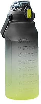 LICHENGTAI Bouteille d'eau, Gourde de sport 1500ml BPA free, 1.5l Gourde Sport, Étanche & Réutilisable avec Paille et Marqueur de Temps, Bouteille de sport pour vélo Gym enfants sport