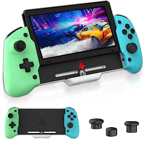 NexiGo Controller für den Handheld Modus, ergonomischer Controller für Nintendo Switch mit 6-Achsen-Gyro, Dual-Motor-Vibration, kompatibel mit Allen Spielen der Switch, Nicht für OLED, Island Village