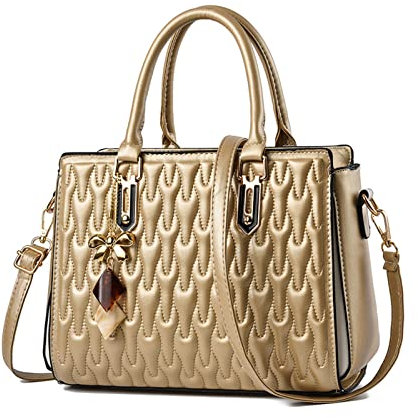 NICOLE & DORIS Sacs à Main Femme à la Mode Sac a Bandouliere Elegant Sac D'épaule Imprimé Sacs Portés Épaule en PU Cuir Sac Pochette Sac Fourre Tout avec Pendentif Or