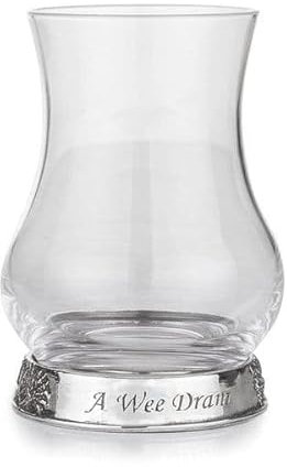 A E Williams Wee Dram Whisky Tasting Glass Set with Pewter Base |Heavy Bottom Design | Large Dram Taster Glasses for Perfect Party Gift