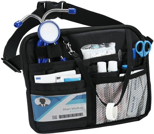 ProCase Krankenschwester Tasche, Utility Medizinische Krankenpflege Gürteltasche Nurse Accessories Organizer für Stethoskope und Medizinische Versorgung -L, Schwarz