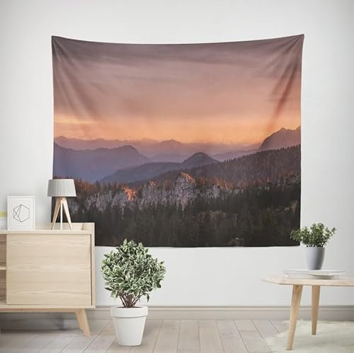 EHOMERY Wandbehang Stoffbild Wandtuch Klein Berge Und Flüsse Wandteppich Klein Orientalisch Tapisserie Antik Wohnzimmer Schlafzimmer Wandbehang Dekoration 350x250cm