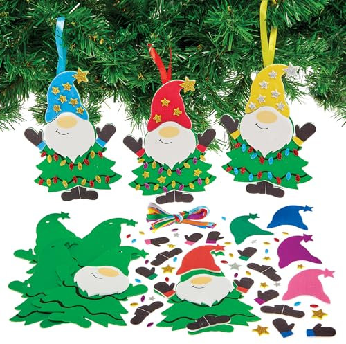 Baker Ross FX858 Christmas Tree Gonk Mix and Match Decoration Kits - Pack of 8, Christmas Arts and Crafts Decoration Kits for Kids