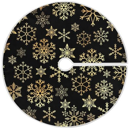 Base per albero di Natale, con fiocco di neve, 120 cm, colore: oro e nero, 120 cm