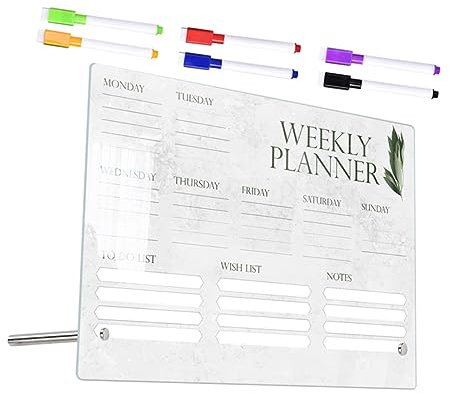 DIKACA 1 Satz Acryl-Schreibtafel Memoboard Büro-Schreibtafel aus write board Kühlschrank Kalender Trockenlöschtafel für den Schreibtisch Tischplatte löschbar Notiztafel Student