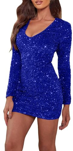 Silvester Kleid Damen Glitzer Weit Festliche Schöne Partykleid Glitzerkleid Pailletten Vintage Pailettenkleider Abendkleider Party Cocktailkleid Silvesterkleid Schick Wedding Paillettenkleid