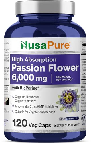 NusaPure Passion Flower Capsules, 300 mg, 120 Veg Capsules (Non-GMO, Vegan)