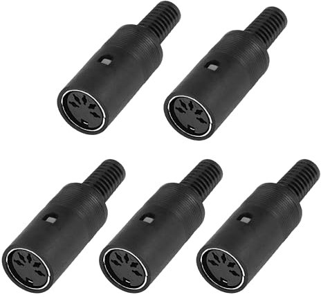 MEIRIYFA MIDI DIN 5-Pin Female Plug Connector, 5 Pack 5 Pin DIN Plug Female Solder Audio MIDI Connector for Mixer, Electronic Drum, MIDI Keyboard (5 Pin)