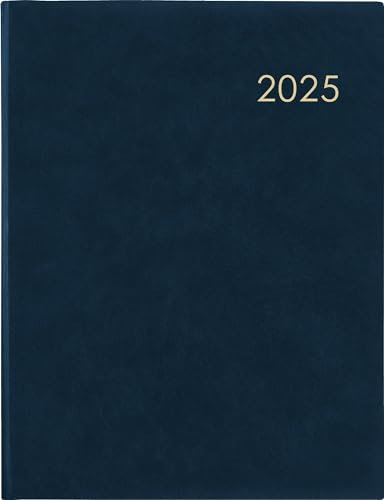 Zettler - Wochenbuch 2025 blau, 21x26,5cm, Taschenkalender mit 128 Seiten im wattiertem Einband, 1 Woche auf 2 Seiten, Fadensiegelung, Eckenperforation und internationales Kalendarium