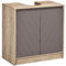 HOMCOM Mueble para Debajo del Lavabo Armario de Baño de Suelo con Puerta Doble y Estante Ajustable Carga 50 kg 60x30x59,8 cm Roble y Gris