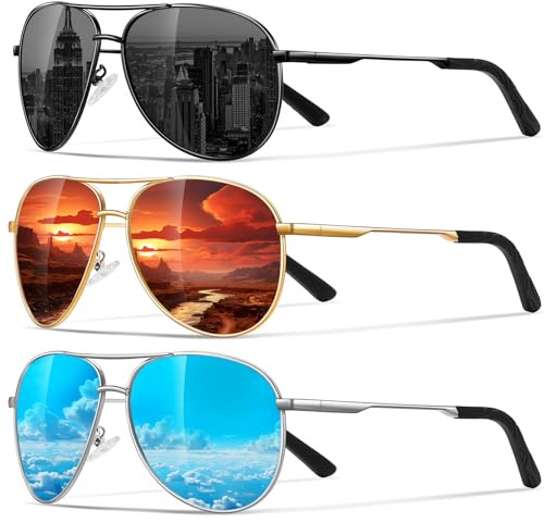 Eiuizah Polarized Aviator Sunglasses for Men and Women, Driving Sun Glasses with UV Protection for Fishing Golf