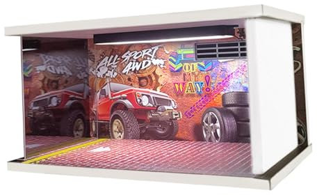 EHJRE 1:24 Acrilico Parcheggio Garage Diorama Modello Controllo vocale Cinese per Auto pressofusa