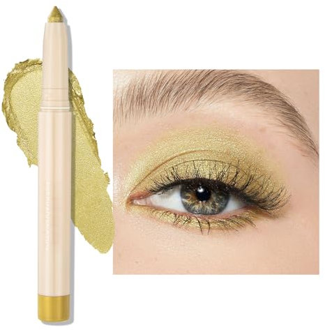 Erinde Lidschatten Stift Gelb Glitzer, Yelloe Cream Eyeshadow Stick, Eyeliner Pencil Long Lasting & Waterproof, Metallic Shimmer Augen Makeup Lidschattenstift