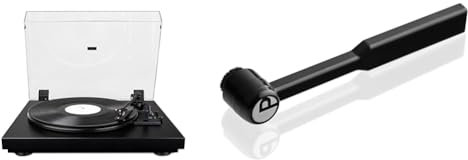 Pro-Ject Automat A1, Vollautomatischer Plattenspieler mit Phonovorverstärker, elektronischer 33/45 Umschaltung und voreingestelltem OM10 Tonabnehmer, Schwarz & Clean it Karbonfaser Nadelbürste