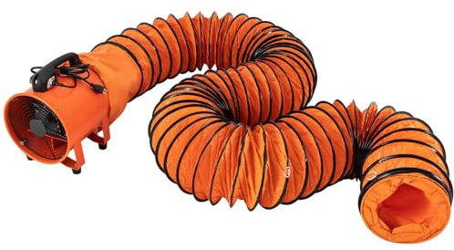 COUCHO Dust Extractor Axial Ventilation Fan, Commercial Fume Extractor Utility Blower Fan, 10 inch Ventilator Blower with 10m Duct Hose, 2800RPM Industrial PVC Ducting Ventilator